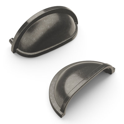 Williamsburg Collection Cup Pull - 3" Center to Center Cabinet Pull Black Nickel Vibed - Farmhouse Hardware for Drawers & Cabinets