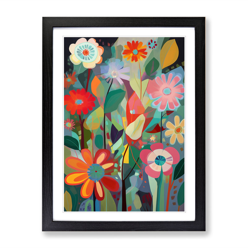 FRM-V0523-932X Flowers Orphism Art Vol.2 - Print, Black, 46cm H x 34cm W x 2cm D