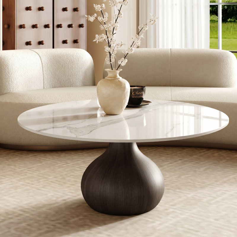 Table basse Gorman, Ivory White, 18.23" H x 41.73" L x 41.73" W