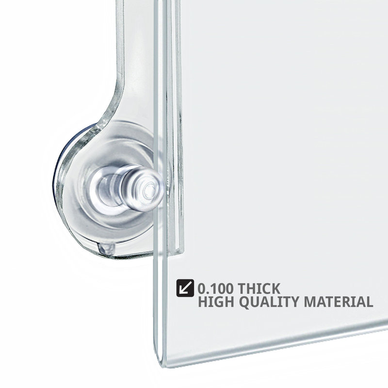 Azar Displays Clear Acrylic Window/Door Sign Holder Frame with Suction Cups 11''W x 8.5''H, 2-Pack (Set of 2)