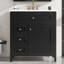 Meuble-lavabo de 30 po avec lavabo, panneau de fibres à densité moyenne moderne et bois d'hévéa avec 3 tiroirs et tablette réglable, meuble-lavabo autoportant pour le rangement et l'organisation de la salle de bain