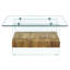 Table basse 31,4 po à deux niveaux, verre trempé transparent et texture de bois, table multifonctionnelle pour bureau de salon-203377082