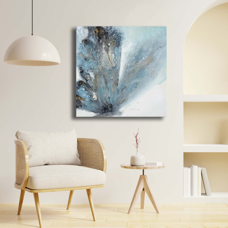 Blue Abstract Feather Burst Canvas Wall Art