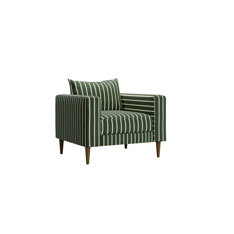 Essential Club Chair, Field Striped Hemp Blend, Dark Brown