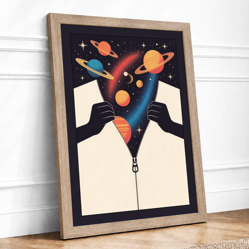 Unzipping the Universe Modern - Framed Print, A4 - 29.7 x 21.0 cm, Oak