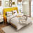 Bowdoin Modern Linen Upholstered Wingback Platform Bed with Wooden Slats-47617075-47617079