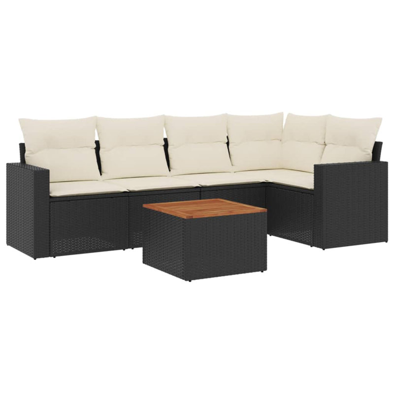 Ensemble de canapé de jardin Vidaxl - noir, blanc crème, brun