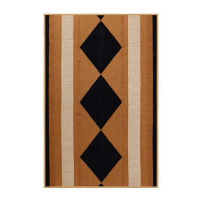Machine Washable Checkered Brown Area Rug