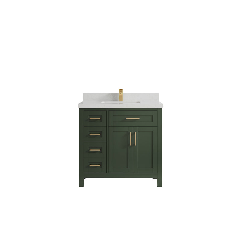 Ensemble de meuble-lavabo simple 36 po, Quartz de Carrare
