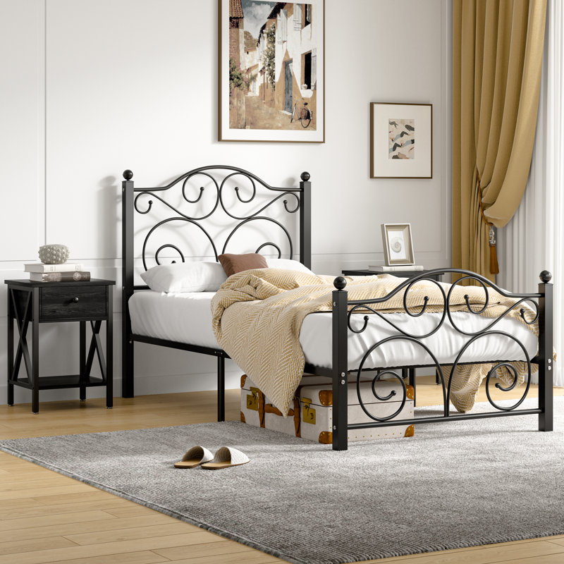 Auxter Steel Piece Bedroom Set, Black, Twin
