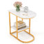 Table de bout compacte à 2 niveaux avec rangement en C pour petits espaces-1922968467