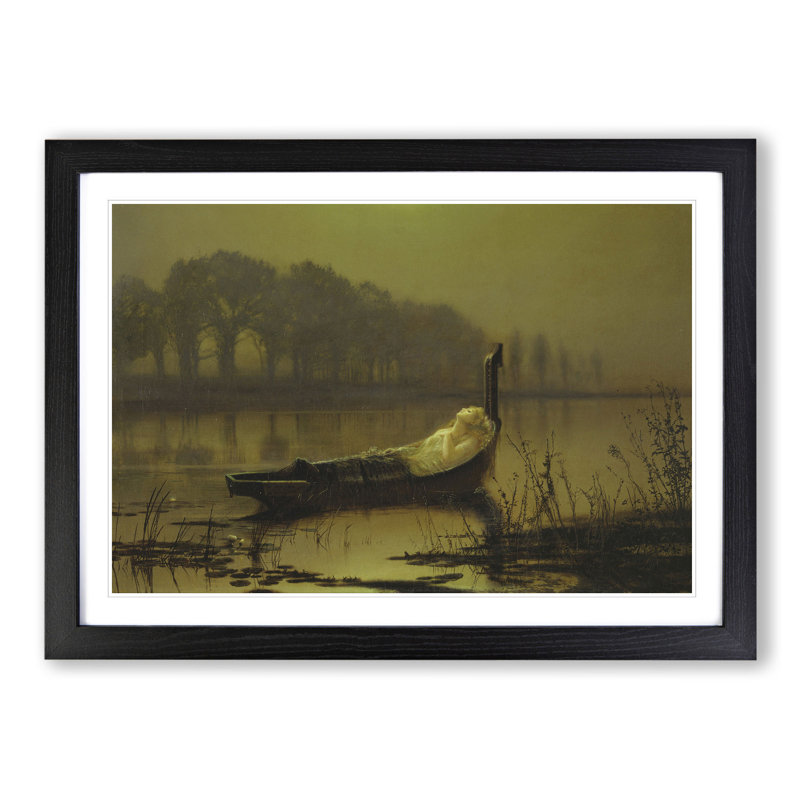 The Lady of Shalott by John Atkinson Grimshaw - Picture Frame Painting, 36cm H x 48cm W x 2cm D, Black