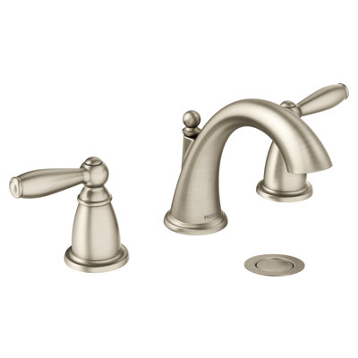Brushed nickel two-handle high arc bathroom faucet