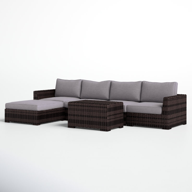 Carmel Rattan Wicker Fully Assembled 5 - Person Seating Group with Cushions
