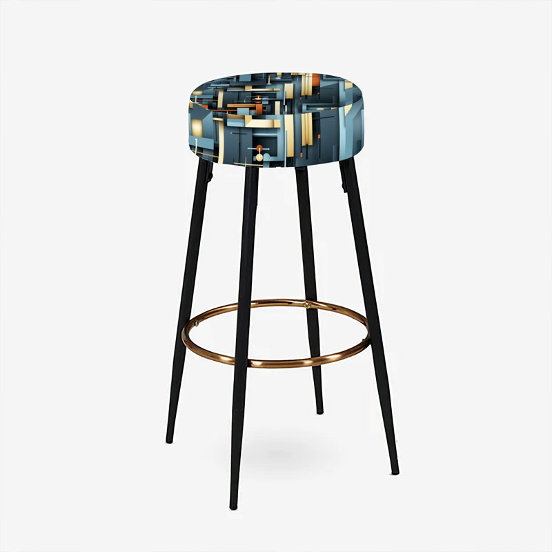 Teal Industrial Geometry Lines Melody - Geometric Bar Stools Set Of 2