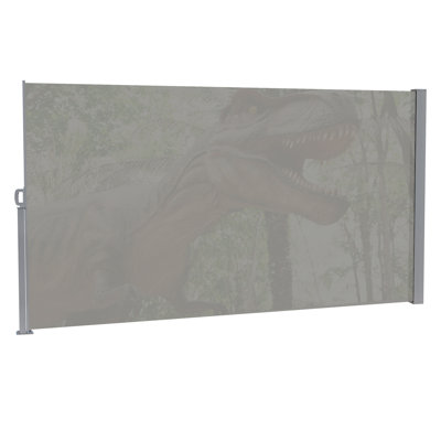 Auvent rétractable latéral 71 po x 138 po, écran Upf50 + avec impression, gris, eau, pouvant être installé sur des maisons en bois, créant un espace privé pour le jardin de 71 po de hauteur et de 138 po semi-transparent
