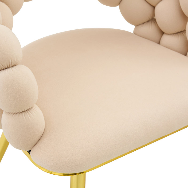 Ensemble de 3 chaises de salle à manger Puffy, Beige, Doré