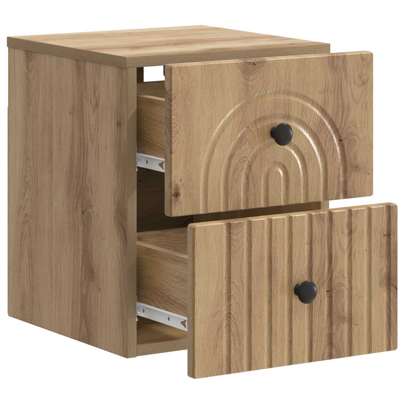 33cm W Manufactured Wood Bedside Table, Artisan Oak