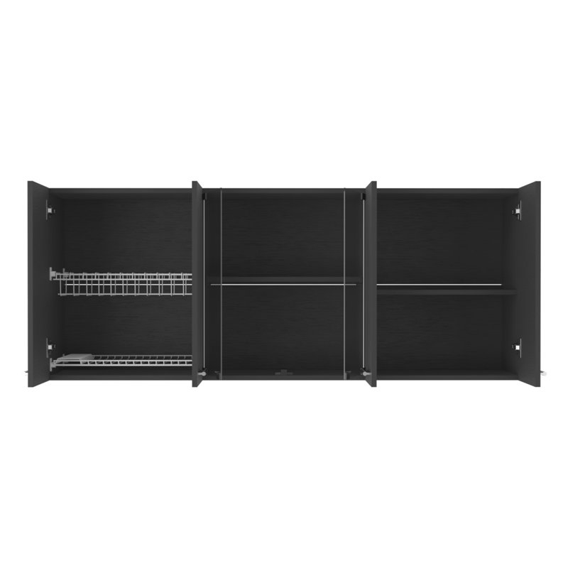 Armoire murale supérieure, quatre tablettes intérieures, Noir