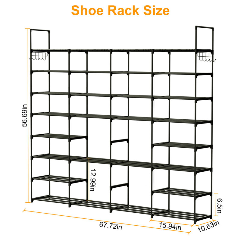 64 Pair Stackable Shoe Storage Rack for Entryway Closet