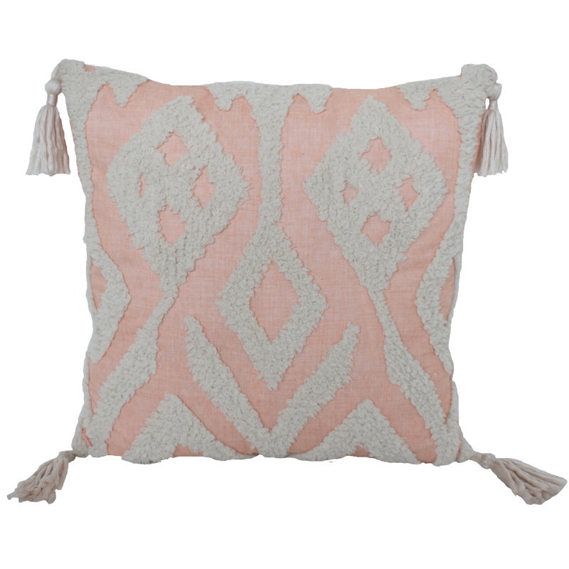  Housse et insert de coussin carré en coton, Rosé