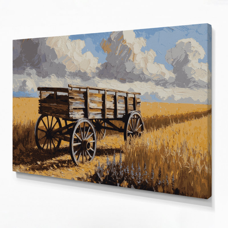 «Farm Farm Wagon», art mural sur toile beige, H 16 po x l 20 po