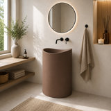 Vast Studio Freestanding Concrete Pedestal Sink – Modern Curved Basin Design for Luxury Bathroom, Durable Handmade Matte Finish