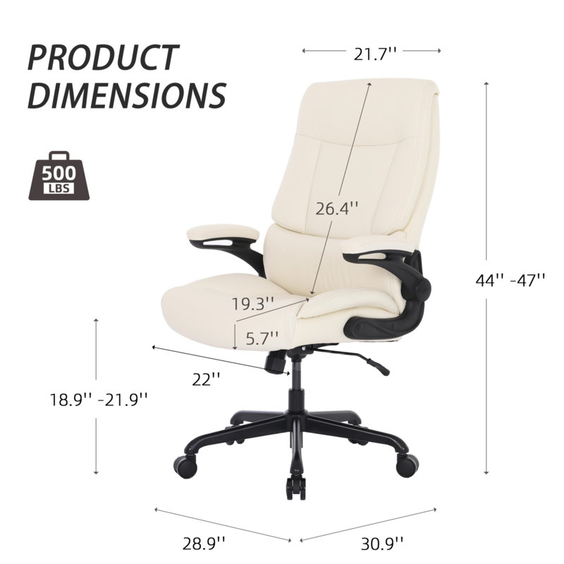 Fauteuil de direction ergonomique avec appui-tête Emmylia, Beige