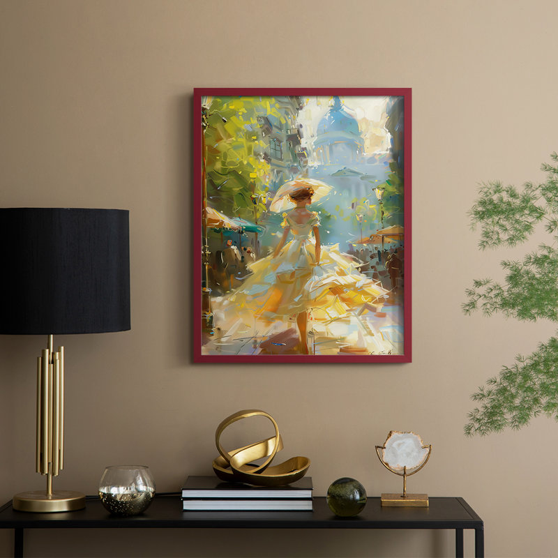 Reproduction encadrée «WOMEN Series DCCLxx III» - bois massif, H 30 po x l 24 po, Rouge