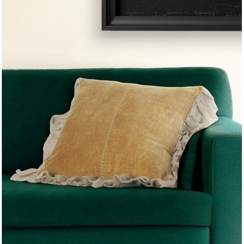 Wide Tasseled Marble Throw Pillow, Gray, 22'' W x 22'' H x 5'' D