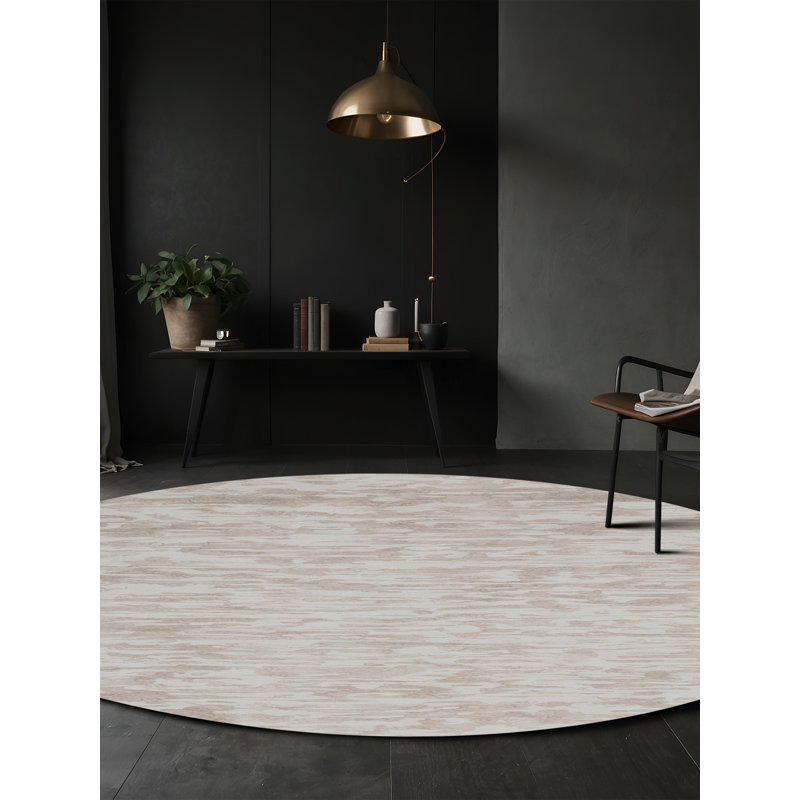 Tapis gris soyeux et moelleux, Rond 4 pi