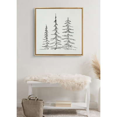 Minimalist Evergreen Trees Sketch by The Creative Bunch Studio Framed Canvas Wall Art Print