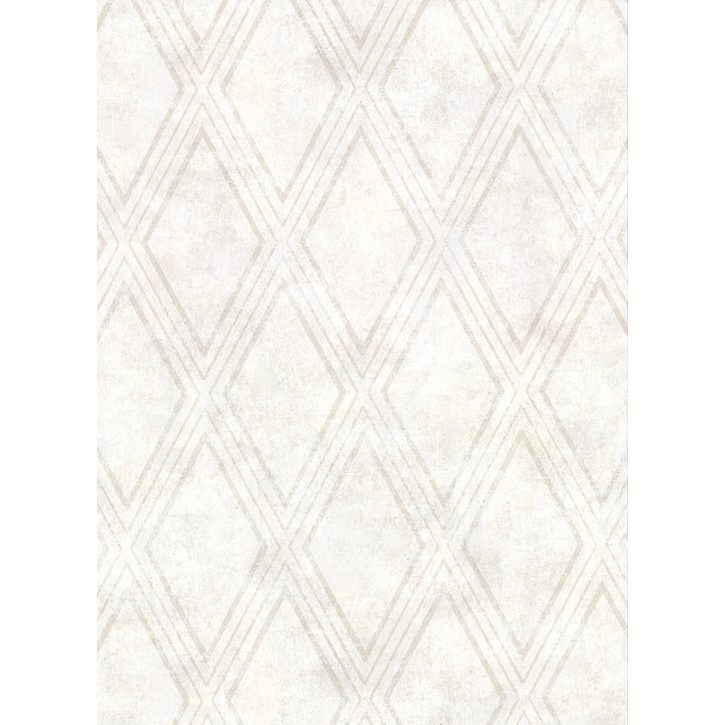 Corrinne Faux Plaster Geometric 27' L x 27" W Wallpaper Roll, Cream