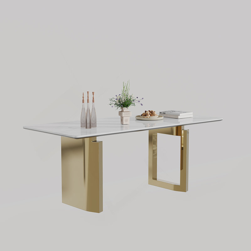 Table de salle à manger en verre fritté de 0,47 po, base en acier inoxydable