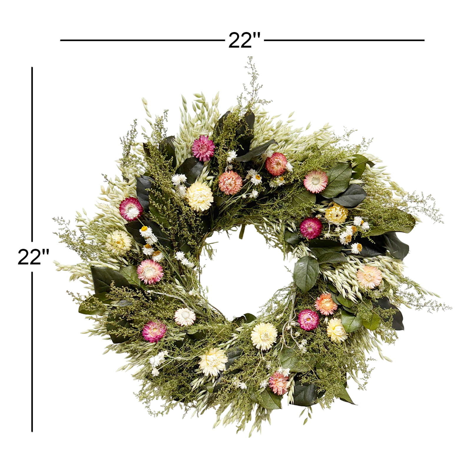 Strawflower Wreath, 22" W x 22" H x 5" D