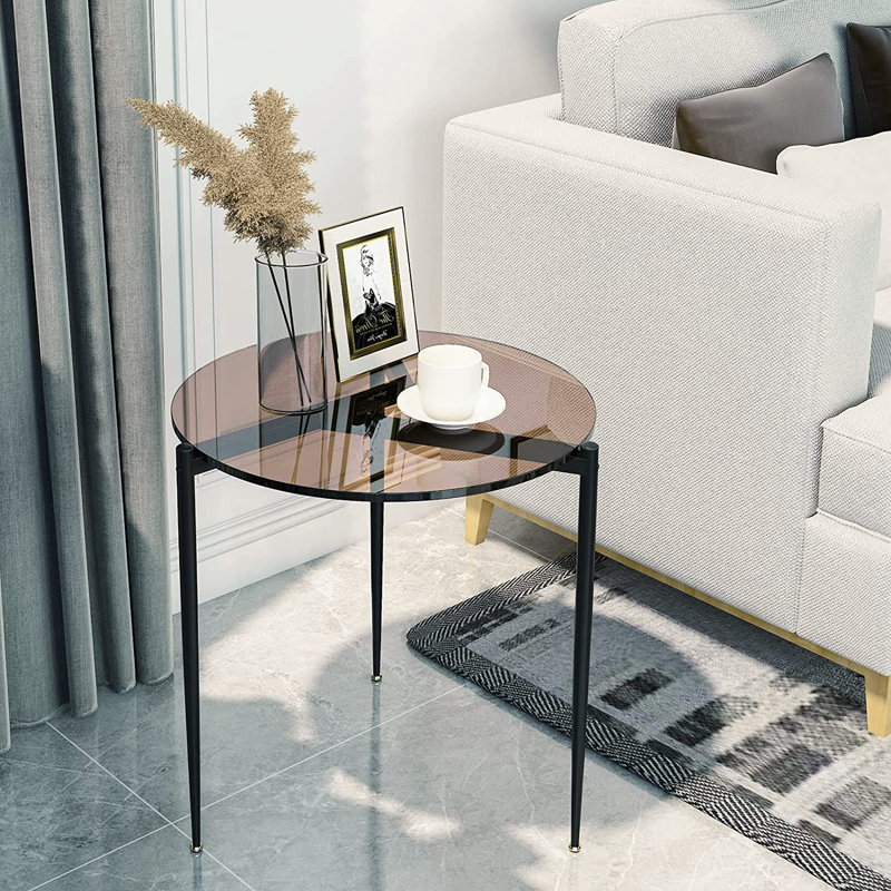 Jaiquez Glass Top End Table, Brown