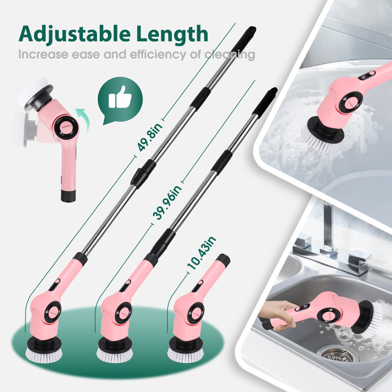 Electric Spin Scrubber, Adjustable Angle 2024 Newest Cordless Cleaning Brush, IPX7 Waterproof Bathroom Scrubber with 7 Replaceable Brush Heads, Power Scrubber for Bathroom Floor Tub Tile