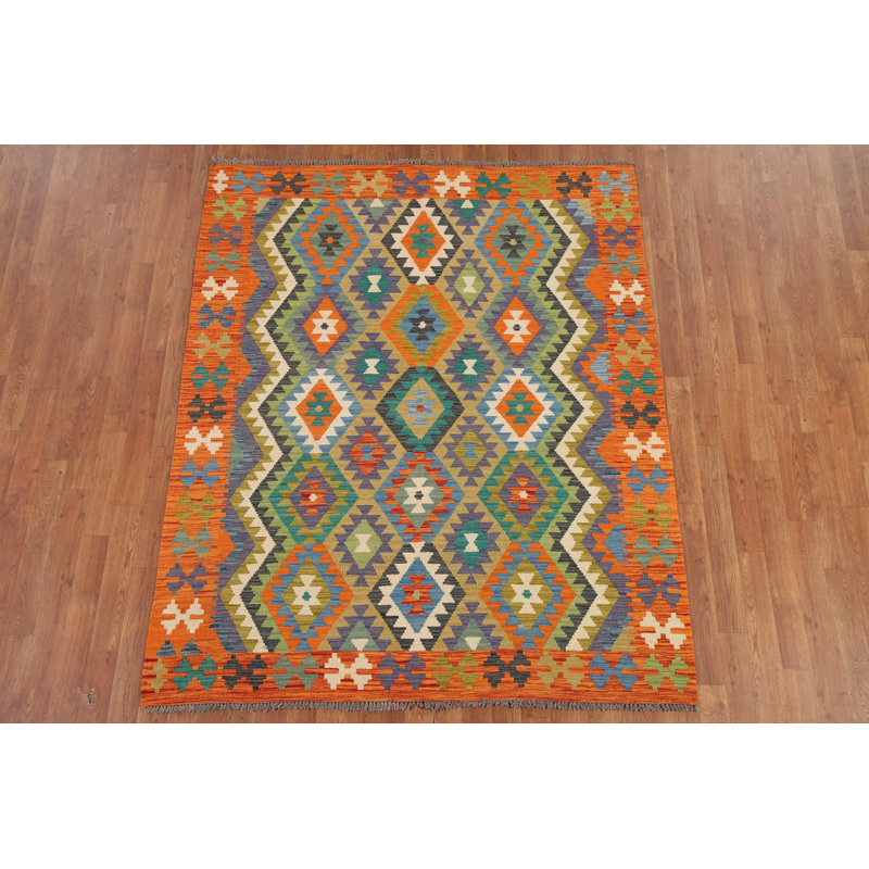 Tapis oriental géométrique Kilim 5 x 6
