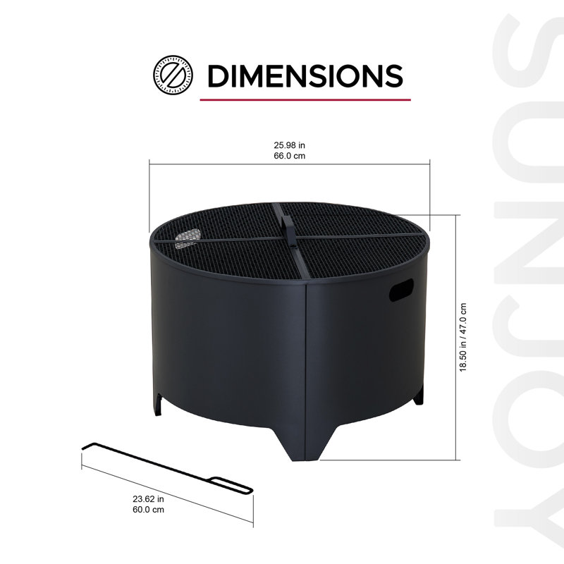 Sunjoy 26in. Kelton Firepit with PVC Cover, Black