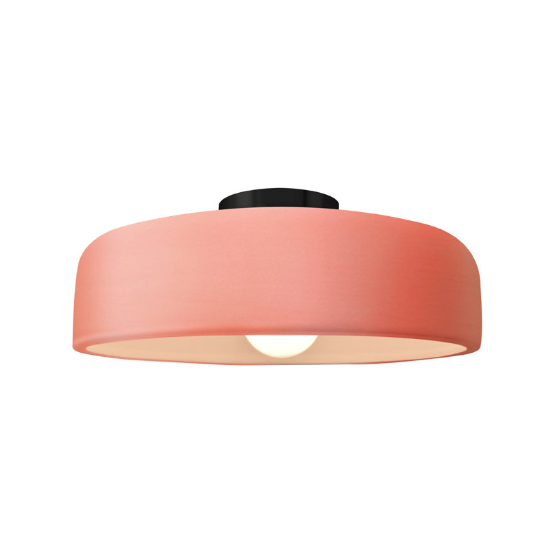 Plafonnier semi-encastré Radiance, Rosé brillant, Noir mat, H 6 po x l 13 po x P 13 po