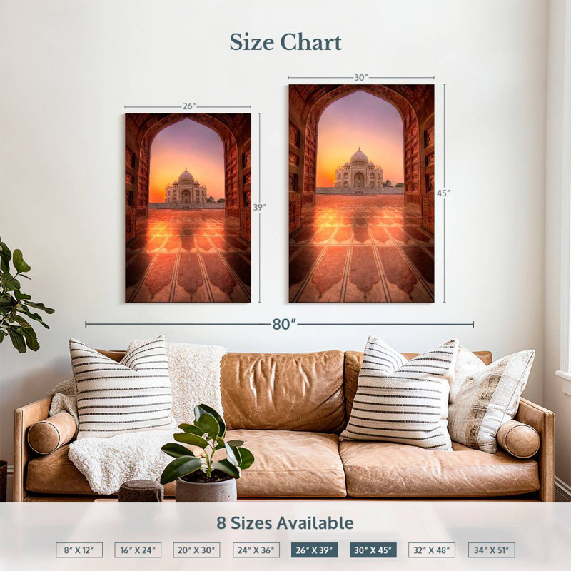 Aime Taj Mahal au lever du soleil, H 39 po x l 26 po