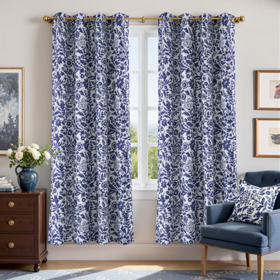 Adalen Floral Watercolor Double Layers Blackout Room Darkening Lined Thermal Insulated Energy Saving Window Curtains 2 Panels