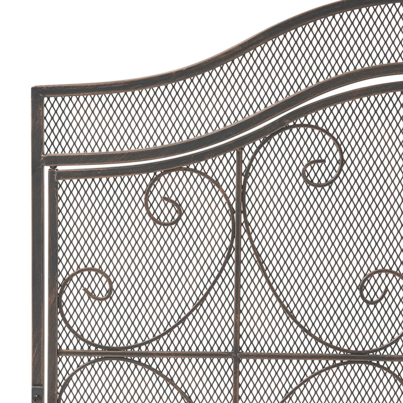 Stylish Fireplace Guard, Iron With Design, 31.62" H X 43.25" W, Matte Black 2 Access Doors, Finish