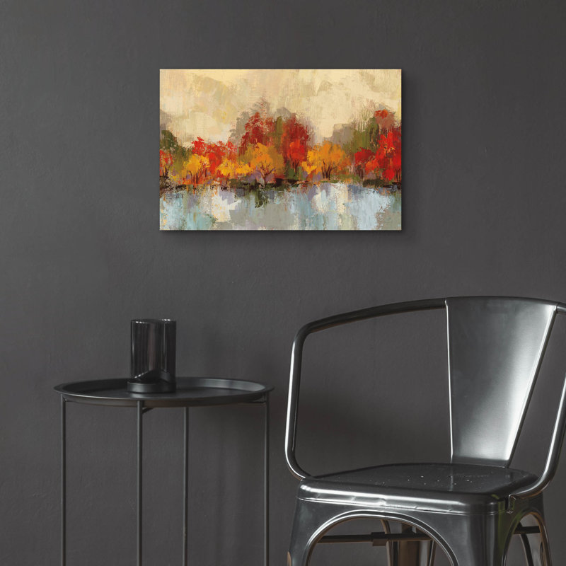  «Autumn River Reflection» par Silvia Vassileva, art mural en verre acrylique, 24 po x 16 po, H 16 po x l 24 po