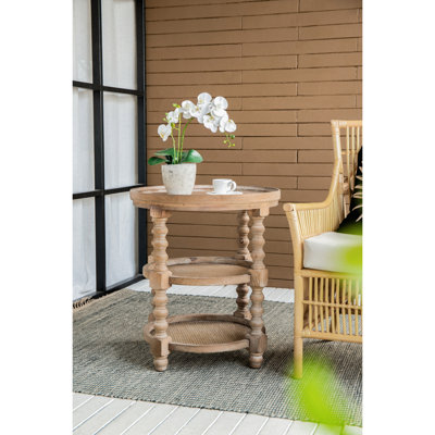 D 23,5 x 25 po Tabel latéral à 3 niveaux, tabel d'extrémité naturel pour vestibule de chambre à coucher, brun