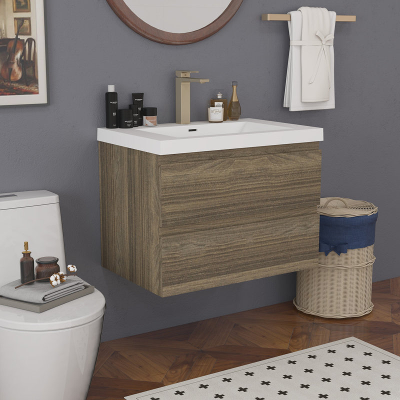 Meuble-lavabo pour la salle de bain à fixation murale, Gris