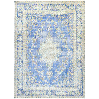 Tapis oriental bleu unique 10X14 One-of-a-Kind