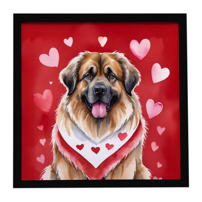 Leonberger My Valentine Framed Metal Print