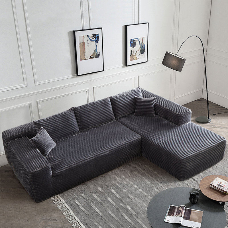 Kailayah Compression Packed 2 - Piece Upholstered Boneless Sectional, Gray Polyester, Right Hand Facing