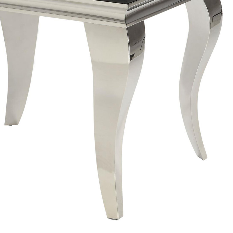 Karlens Square Chrome and Black Glass End Table